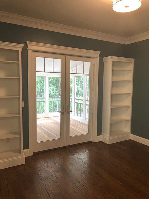 Living space with book shelves
